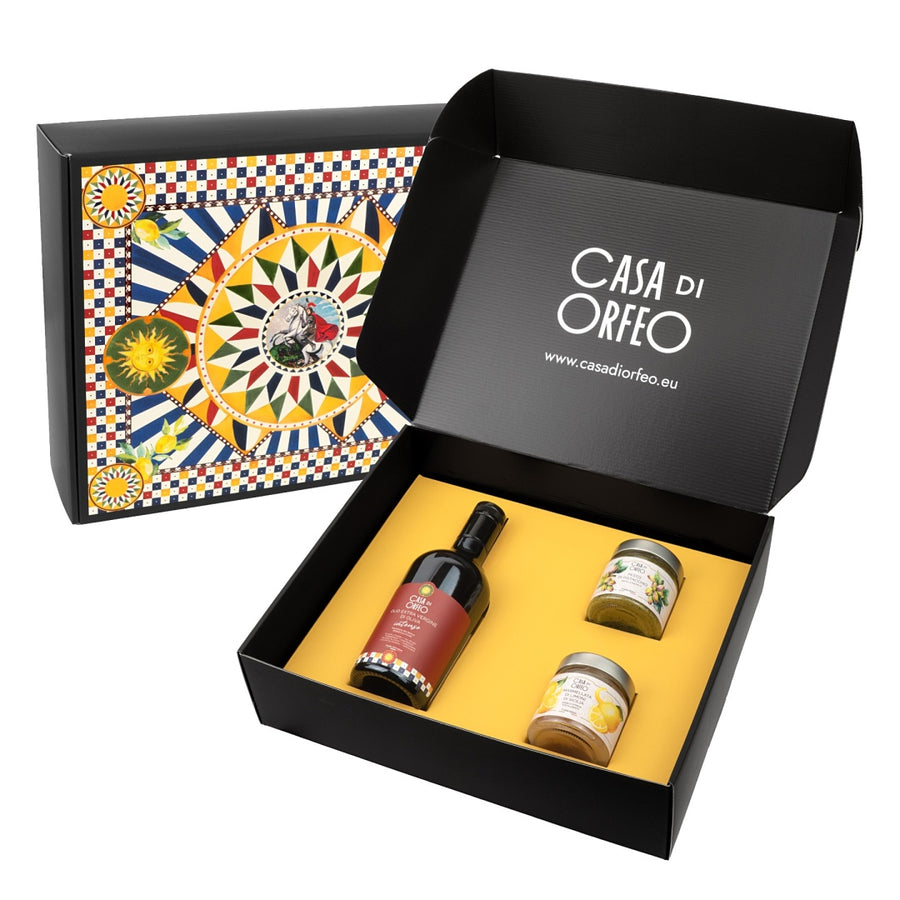Aromen des Südens – Sizilianisches Geschenkset mit INTENSO Olivenöl, Pistazienpesto und Zitronenmarmelade – Bild 1