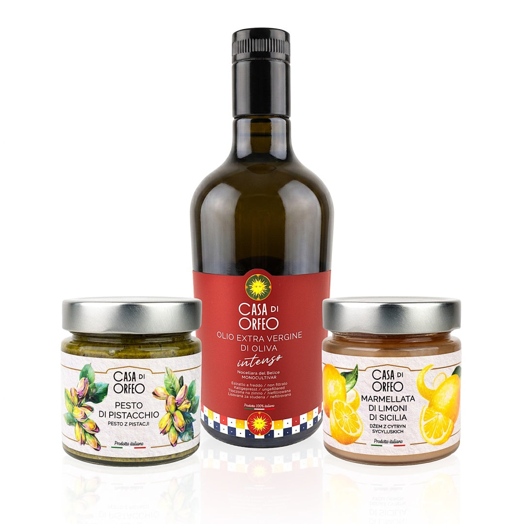 Aromen des Südens – Sizilianisches Geschenkset mit INTENSO Olivenöl, Pistazienpesto und Zitronenmarmelade – Bild 3