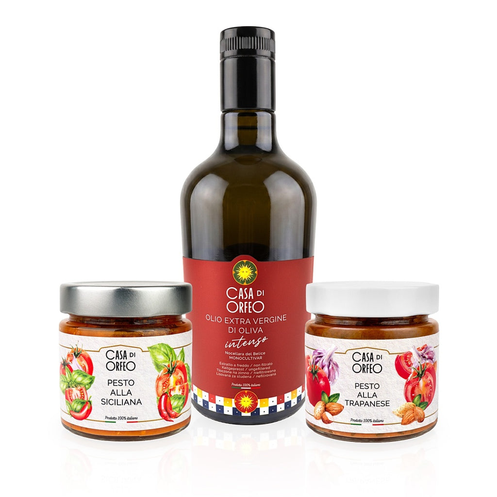 Buon Pranzo Geschenkbox mit INTENSO Olivenöl und Pestos