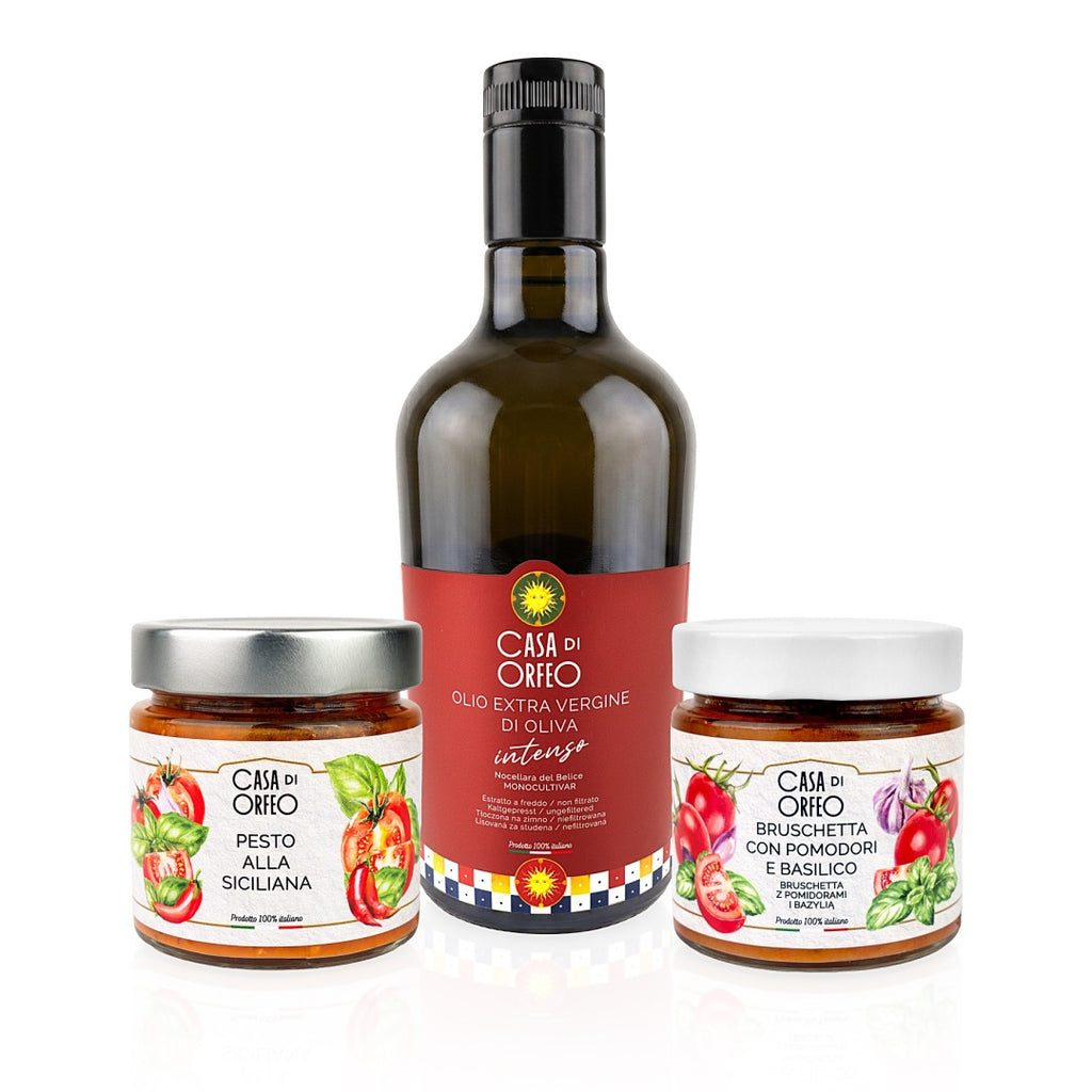 Buona Cena – Sizilianisches Geschenkset mit INTENSO Olivenöl, Pesto und Bruschetta – Bild 1