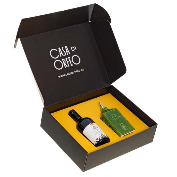 Italienisches Geschenk – natives Olivenöl extra (EVO) + Oliera Lattina Verde 300 ml