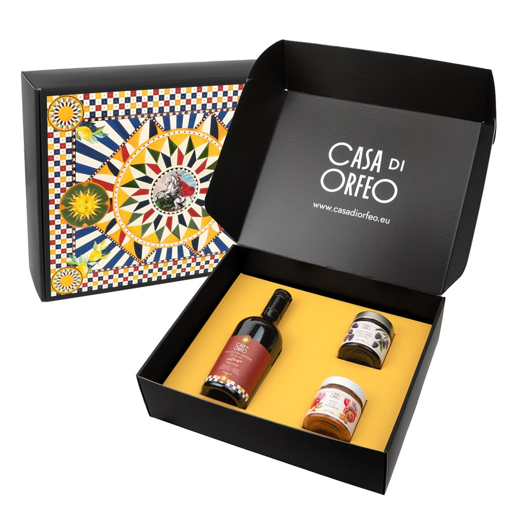Dolce e Salato – Sizilianisches Geschenkset mit INTENSO Olivenöl, Pesto und Maulbeerkonfitüre – Bild 1
