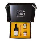 Buon Appetito – natives Olivenöl extra (EVO) + Orangen- und Zitronenmarmelade sowie Olivenholz-Messer