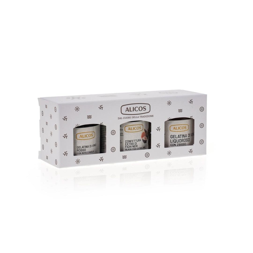 Set – Rotwein-Gelee, Feigenkonfitüre und Likörwein-Gelee 3 × 40 g